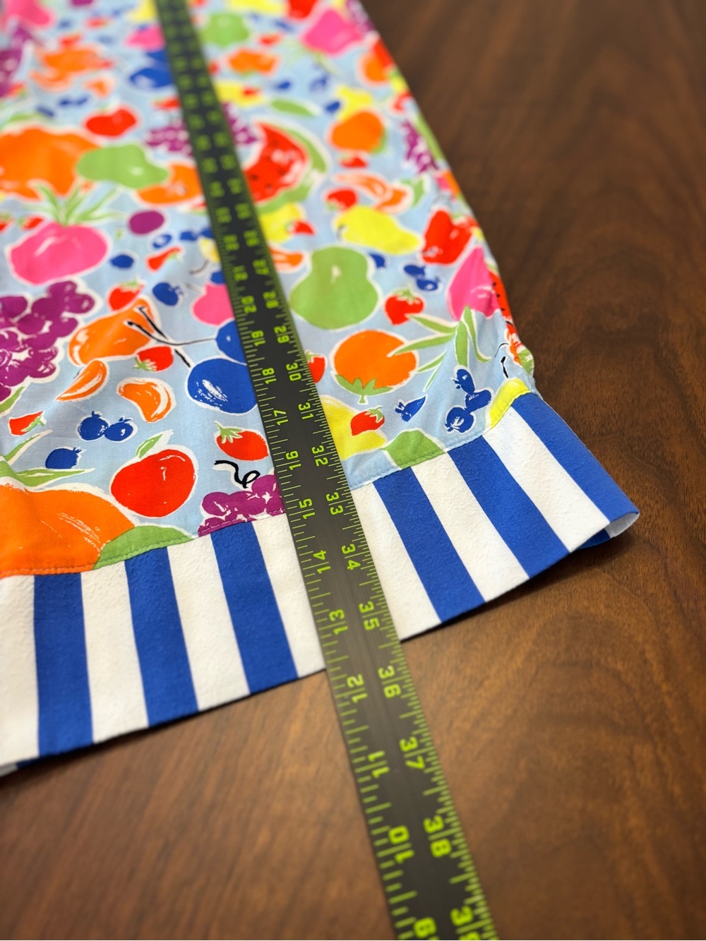 Kate Spade Fruit Print Crop Pajama Pants Medium Blue Stripe Hem Fun - Picture 2 of 5
